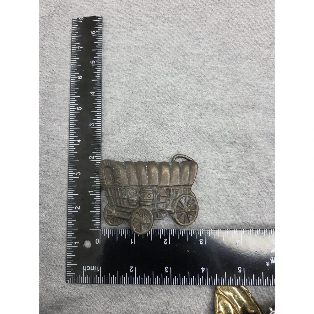 Vintage Solid Brass Covered Wagon Americana MCBI Made in USA Belt Buckle Western